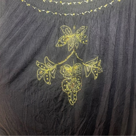 NWT URBAN MANGO Western Black Embroidered Off Shoulder Babydoll Dress Mini M - Picture 9 of 10